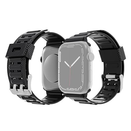 Apple Watch (41/40/38mm) TPU Kunststoff Armband - Carbonmuster - schwarz