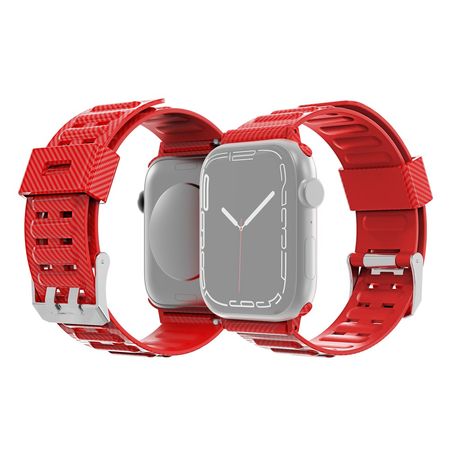 Apple Watch (41/40/38mm) TPU Kunststoff Armband - Carbonmuster - rot