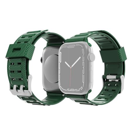 Apple Watch (41/40/38mm) TPU Kunststoff Armband - Carbonmuster - grün