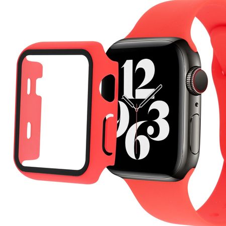 Apple Watch (41mm) Hardcase Bumper + Display Schutzglas - inkl. Silikon Armband - Carly Series - rot