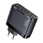 USAMS - GaN Dual USB-C und Dual USB-A Quick Charger - Schnellladegerät mit 4 Ports (100W) - schwarz