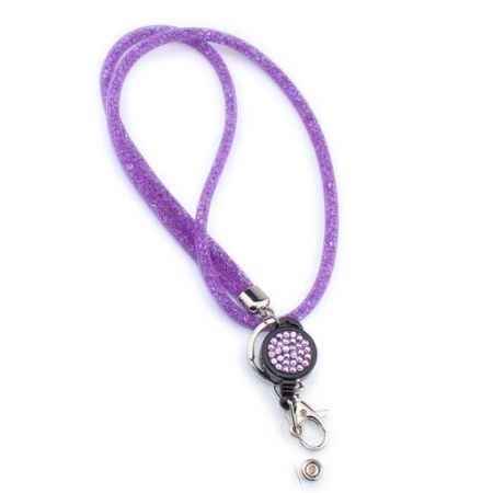Schlüsselband - Schlüsselanhänger mit Jojo Ausweishalter - Glitter Series - violett