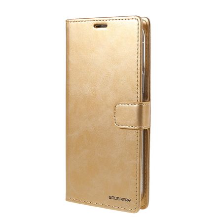 Goospery - iPhone 13 Pro Max Hülle - Leder Bookcover - Bluemoon Diary Series - gold