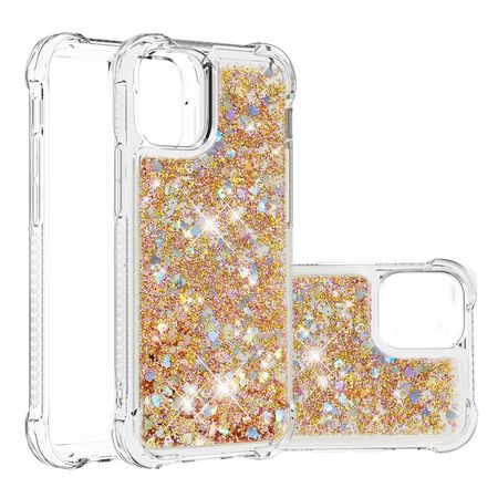 iPhone 13 Pro Max Hülle - Glitter Softcase - gold