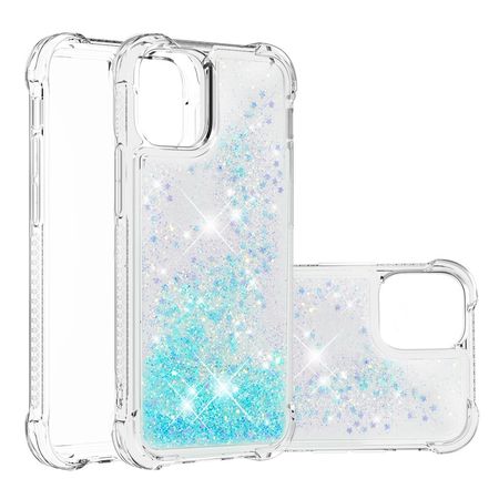iPhone 13 Pro Max Hülle - Glitter Softcase - hellblau
