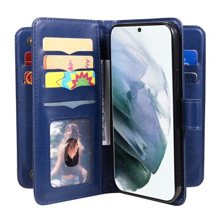 Samsung Galaxy S22 Ultra Hülle - Kunstleder Portemonnaie mit Standfunktion - dunkelblau