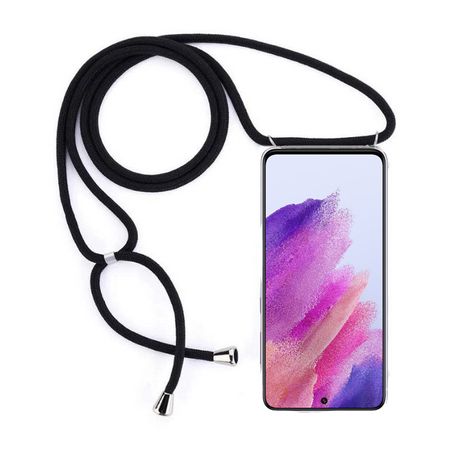 MU Style - Samsung Galaxy S21 FE Handykette - Necklace TPU Umhänge Hülle - transparent/schwarz