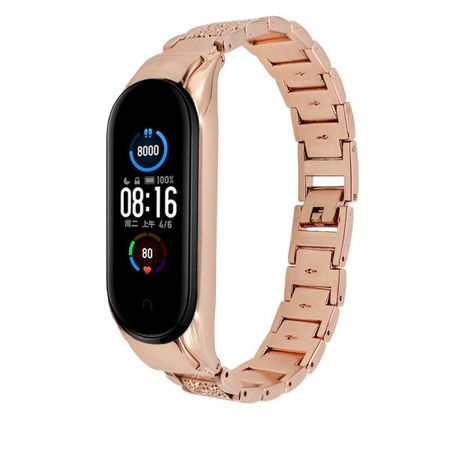 Xiaomi Mi Smart Band 6 / Mi Band 5 Edelstahl Armband & Metallfassung - Vintage Series - rosegold