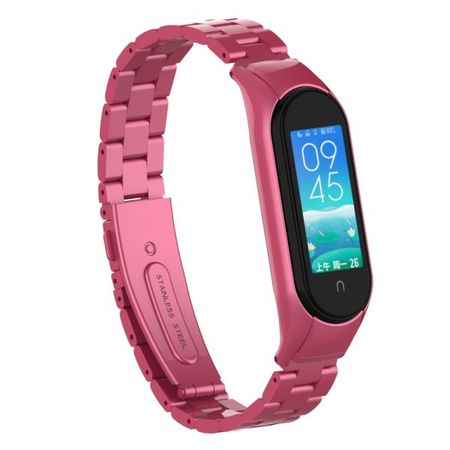 Xiaomi Mi Smart Band 6 / Mi Band 5 Edelstahl Armband & Metallfassung - Metal Series - pink