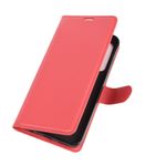 HTC Desire 20 Pro Handy Hülle - Litchi Leder Bookcover Series - rot