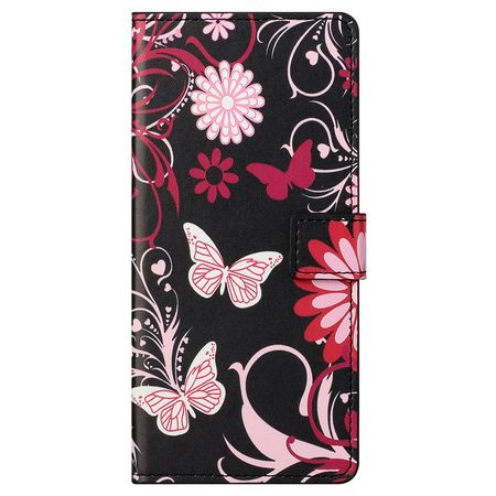 iPhone 13 Pro Max Handy Hülle - Leder Bookcover Image Series - Schmetterlinge und Blumen