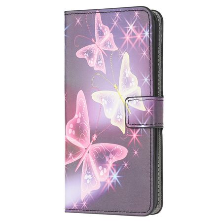 iPhone 13 mini Handy Hülle - Leder Bookcover Image Series - leuchtende Schmetterlinge