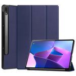 Lenovo Tab P12 Pro Leder Hülle - dreifach faltbar - blau