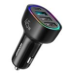 Joyroom - 4-fach KFZ Auto Ladegerät (45W) - 3x USB-A + 1x USB Typ-C Port - QC 3.0 & PD 3.0 - schwarz