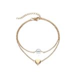 Fusskette mit Herz & Deko-Perle Anhänger - Sommer Accessoire - gold