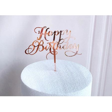 Kuchenstecker - Acryl Tortenstecker - Kuchen-Dekoration - Happy Series - Rosegold Schriftzug