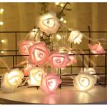 LED Rosen Lichterkette (3m) - 20LEDs - Deko Lichterkette - Batteriebetrieben - Roses Series - rosa/weiss