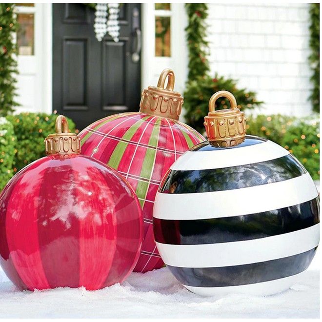 Aufblasbare XXL Weihnachtskugel (Ø 60cm) - Weihnachtsdekoration - X-Mas Ball Series - rot/schneeflocke