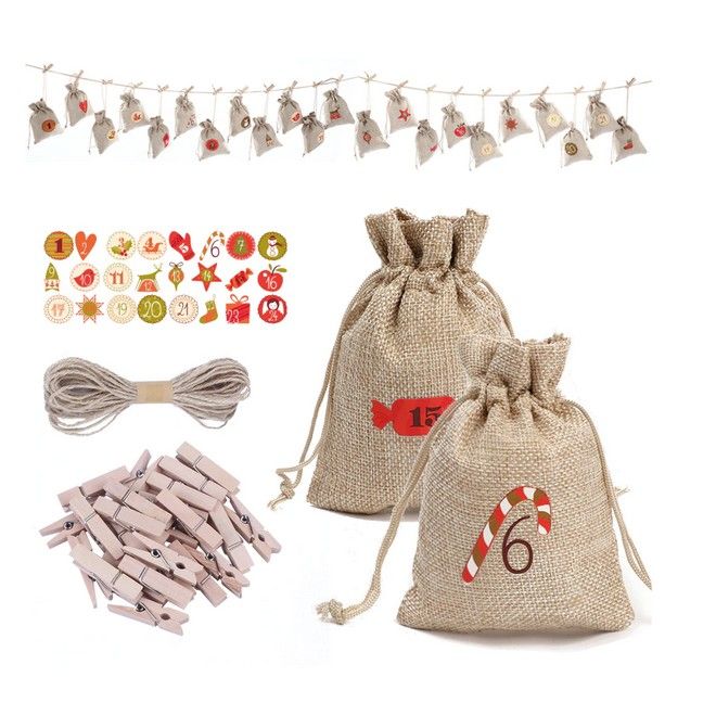 30 Jutesäckchen 15x20cm Mit Kordelzug - Natur Geschenktüten