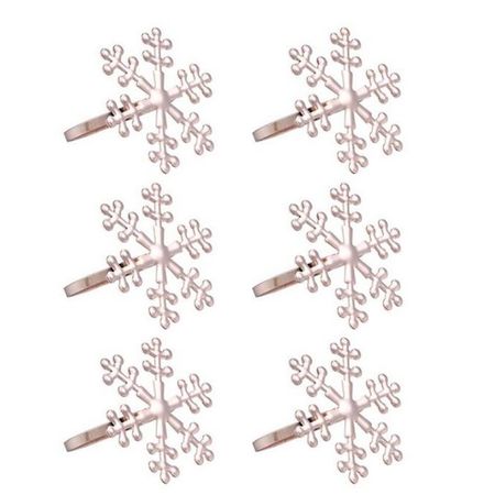 6er-Set Serviettenringe Schneeflocken - Tischdekoration für an Weihnachten - Snow Series - rosegold