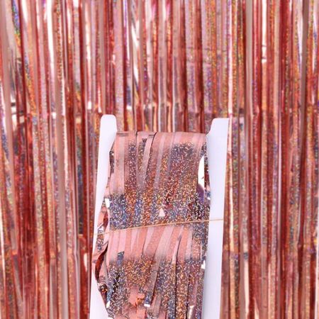 Lametta Vorhang (3x1m) - Partydekoration - Glitzernder Vorhang - USA Series - rosegold