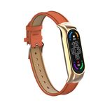 Xiaomi Mi Smart Band 7 Echtleder Armband & Metallfassung - Grain Leather Series - orange