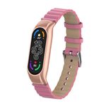 Xiaomi Mi Smart Band 7 Echtleder Armband & Metallfassung - Knotted Leather Series - pink