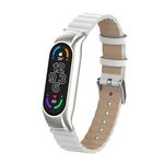 Xiaomi Mi Smart Band 7 Echtleder Armband & Metallfassung - Knotted Leather Series - weiss