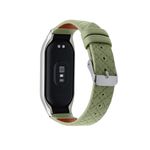 Xiaomi Mi Smart Band 7 Echtleder Armband & Metallfassung - Line Leather Series - grün