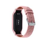 Xiaomi Mi Smart Band 7 Echtleder Armband & Metallfassung - Line Leather Series - rosa