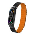 Xiaomi Mi Smart Band 7 Kunstleder Armband & Magnetverschluss - Ripped Series - schwarz/orange