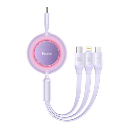 Baseus - 3in1 Lade- und Datenkabel (1.1m) - Lightning, MicroUSB und USB-C - Bright Mirror 2 Series - purpur