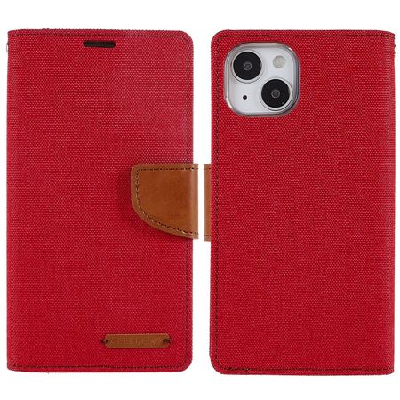 Goospery - iPhone 14 Plus Hülle - Bookcover - Canvas Diary Series - rot