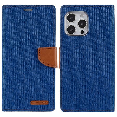 Goospery - iPhone 14 Pro Max Hülle - Bookcover - Canvas Diary Series - blau