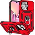 iPhone 14 Pro Handy Hülle - Robustes Hardcase mit Kickstand - Kickstand Slide Cam Series - rot