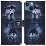 iPhone 14 Handy Hülle - Leder Bookcover Image Series - Baby Wolf