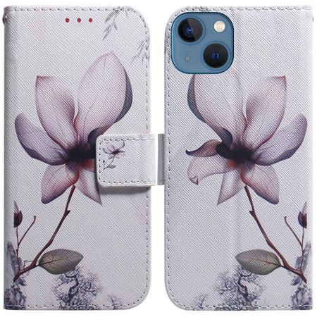 iPhone 14 Plus Handy Hülle - Leder Bookcover Image Series - pinke Blumen