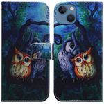 iPhone 14 Plus Handy Hülle - Leder Bookcover Image Series - düstere Eulen