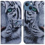 iPhone 14 Plus Handy Hülle - Leder Bookcover Image Series - Tiger