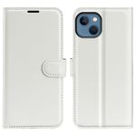 iPhone 14 Plus Handy Hülle - Litchi Leder Bookcover Series - weiss