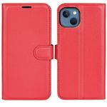 iPhone 14 Plus Handy Hülle - Litchi Leder Bookcover Series - rot