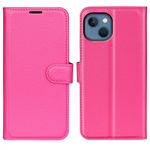 iPhone 14 Plus Handy Hülle - Litchi Leder Bookcover Series - pink