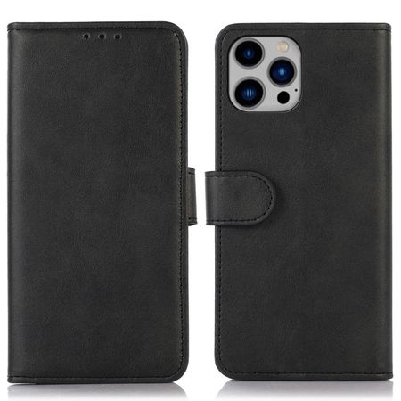 iPhone 14 Plus Handy Hülle - Leder Bookcover - PU Leather Stand Wallet Series - schwarz