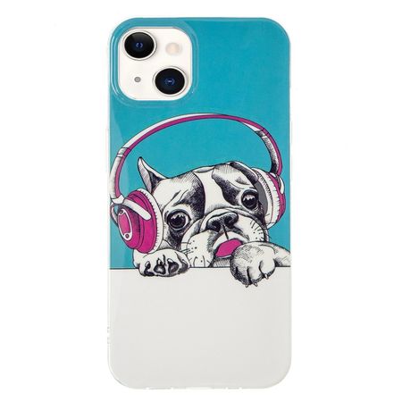 iPhone 14 Plus Handyhülle - Leuchtendes Case - Softcase Image Plastik Series - Hund mit Headset