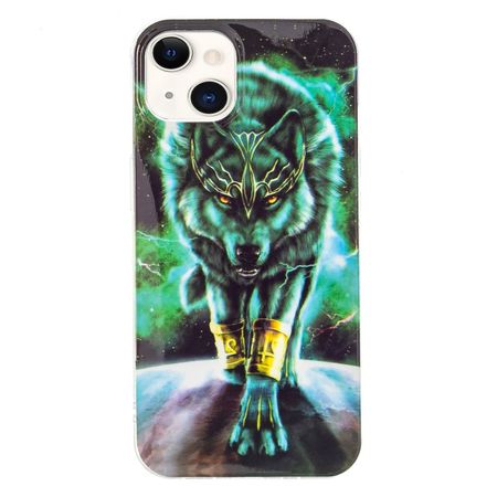 iPhone 14 Plus Handyhülle - Leuchtendes Case - Softcase Image Plastik Series - böser Wolf