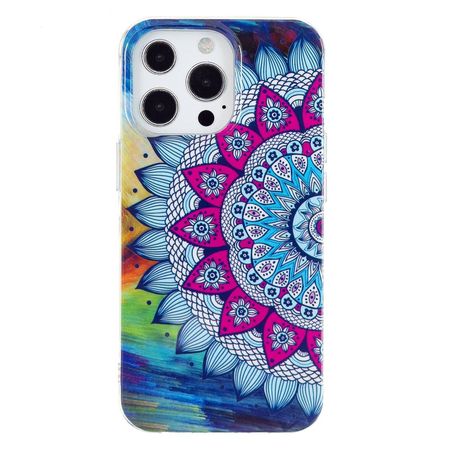 iPhone 14 Pro Max Handyhülle - Leuchtendes Case - Softcase Image Plastik Series - Blumen-Mandala