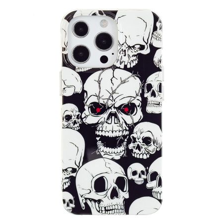 iPhone 14 Pro Max Handyhülle - Leuchtendes Case - Softcase Image Plastik Series - Totenkopf