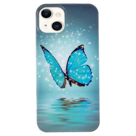 iPhone 14 Handyhülle - Leuchtendes Case - Softcase Image Plastik Series - blauer Schmetterling