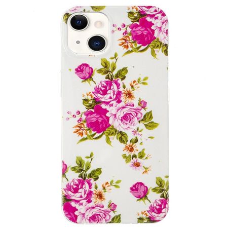 iPhone 14 Handyhülle - Leuchtendes Case - Softcase Image Plastik Series - pinke Blumen