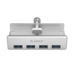 ORICO - Aluminium Clip USB 3.0 Hub Adapter - 4x USB 3.0 Anschlüsse - inkl. Halterung - silber